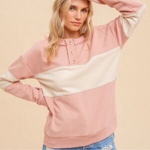 🩷 HEM & THREAD Color Block Terry Sweatshirt